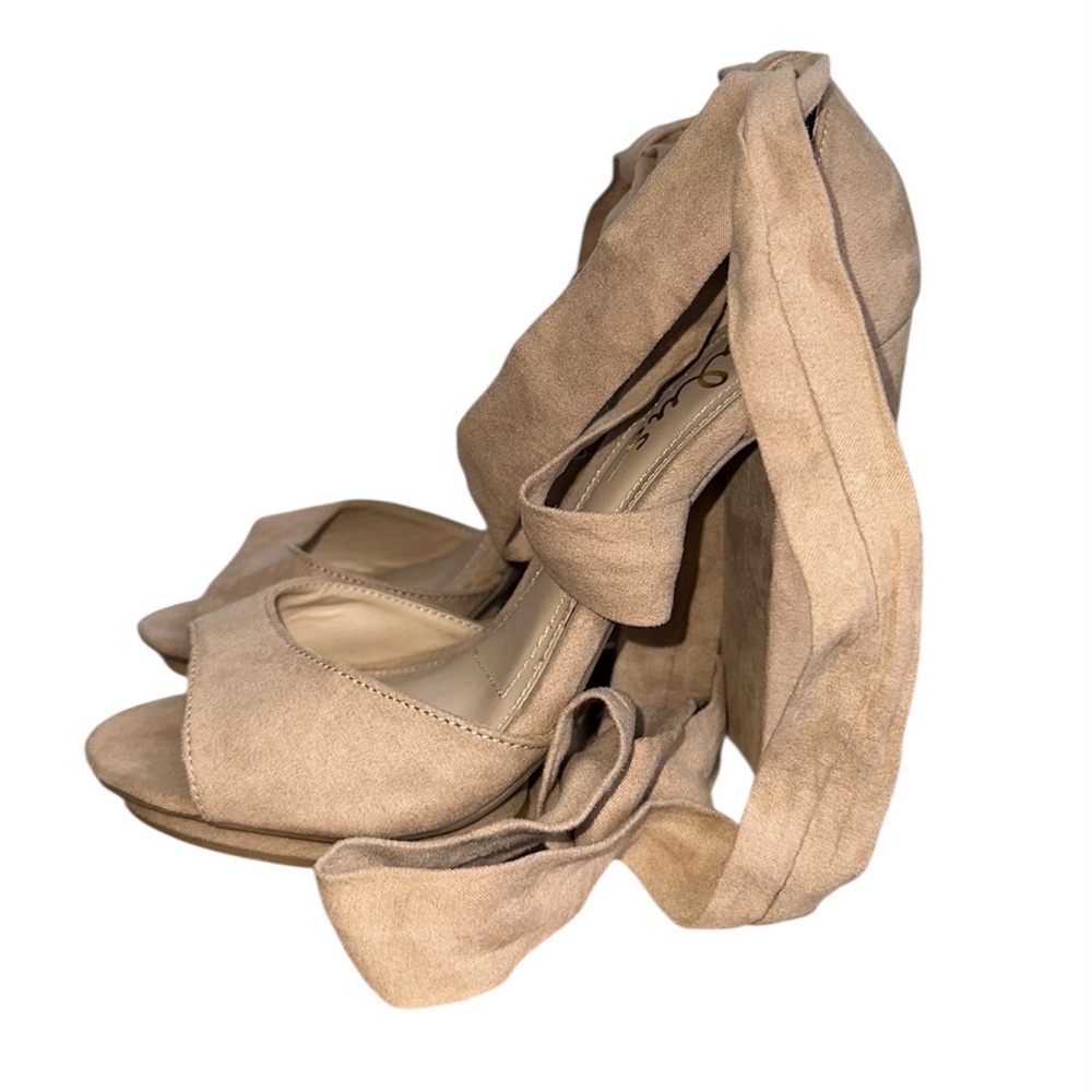 Lulu’s Dorian Natural Suede Lace-Up Platform Heels - Picture 6 of 16